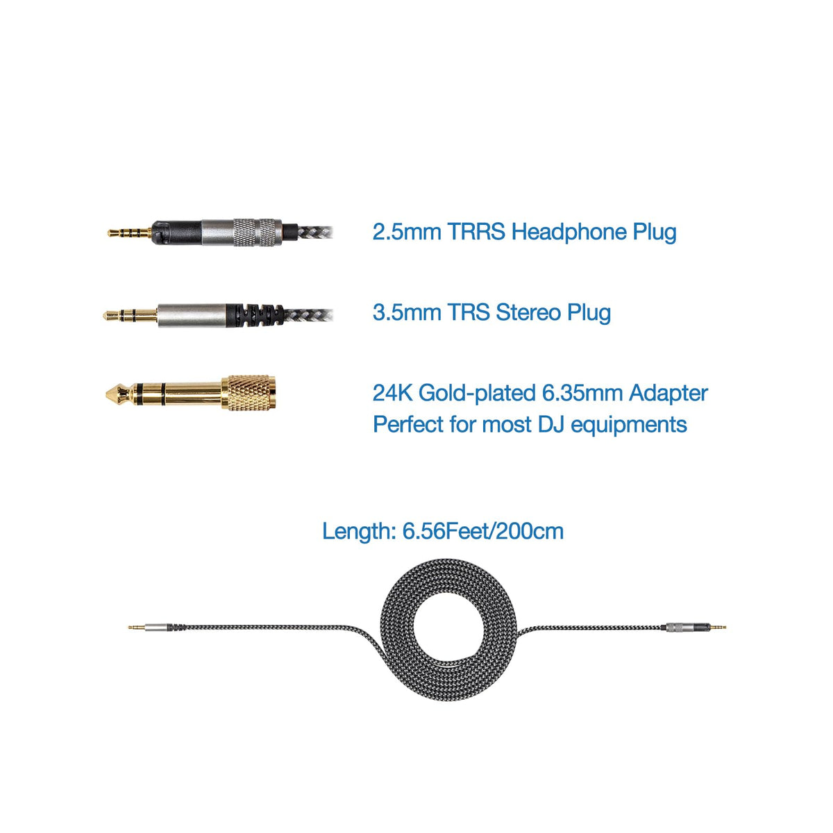Voarmaks HD560S cable with 6-35mm adapter for versatile audio setups