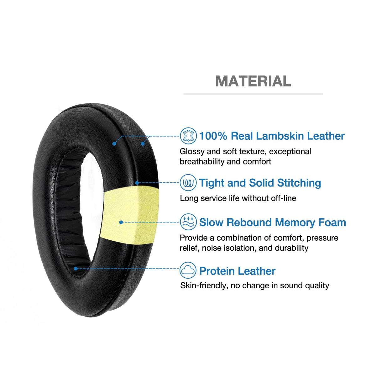 Voarmaks headband protective cover on Sennheiser headphones reduces wear