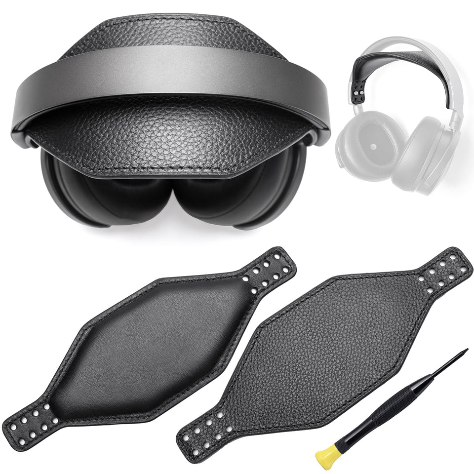 Voarmaks super-wide hexagon leather headband strap front view improves comfort and style