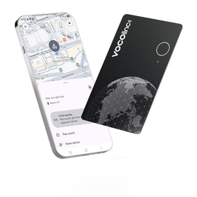 VOCOlinc Air Card Tag Pro dual-system setup for iOS and Android.
