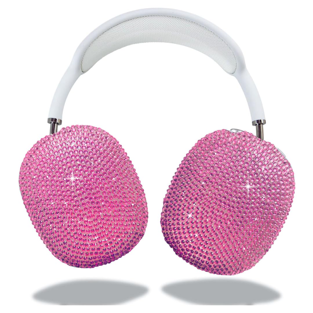 Vodafulgir glitter case for AirPods Max with pink rhinestones adds glamorous protection.