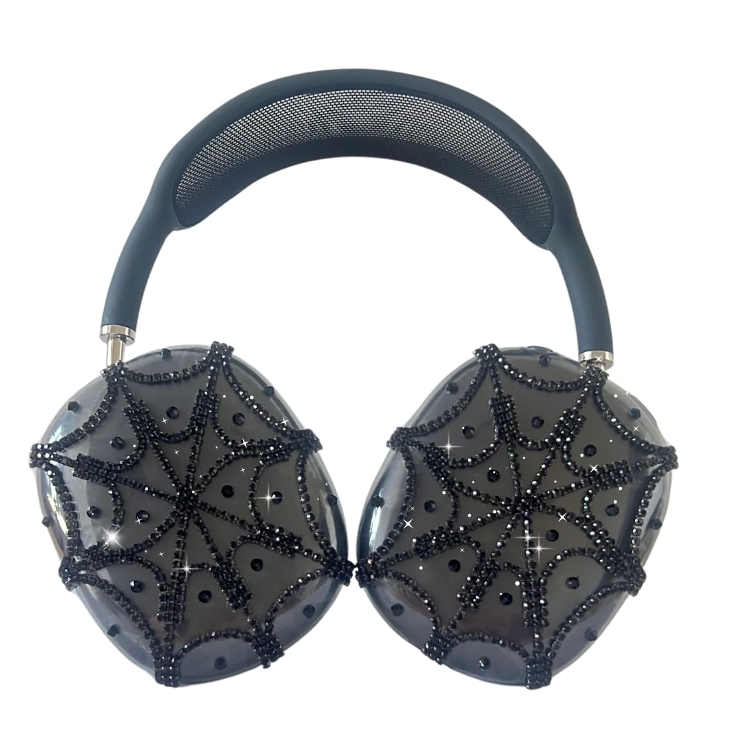Vodafulgir rhinestones spider web AirPods Max cover sparkles while protecting the headphones.
