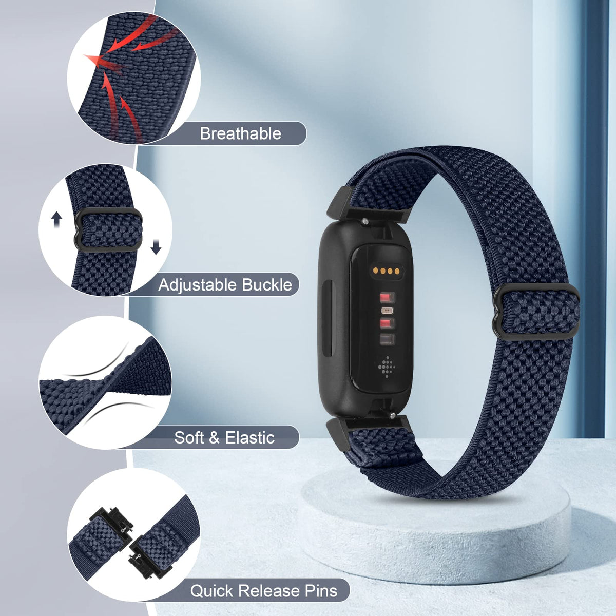 Vodtian elastic nylon band for Inspire 2 with breathable workout fit.
