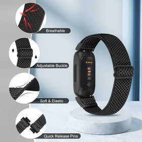 Vodtian elastic nylon loop band for Fitbit Inspire 2 fits wrist all day with flexible stretch.