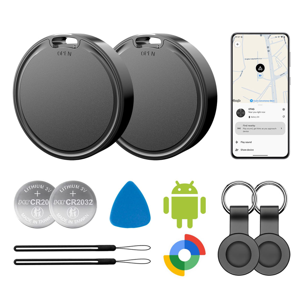 Vodyfu Air Tags Android 2-pack for luggage tracking with long battery life.