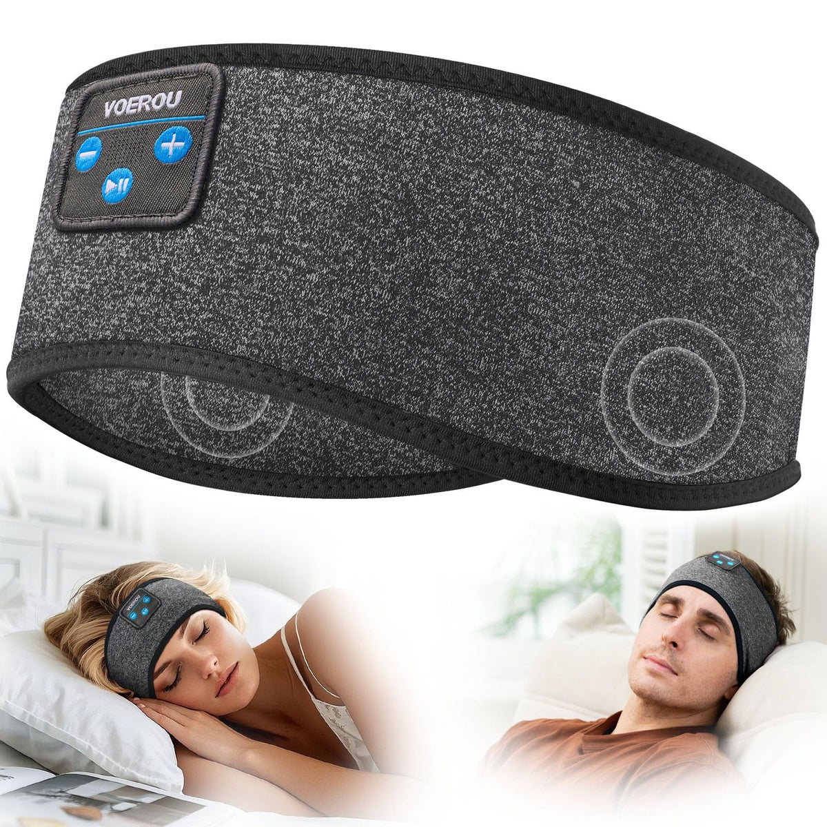 Voerou headband front view showing slim profile and comfortable fit