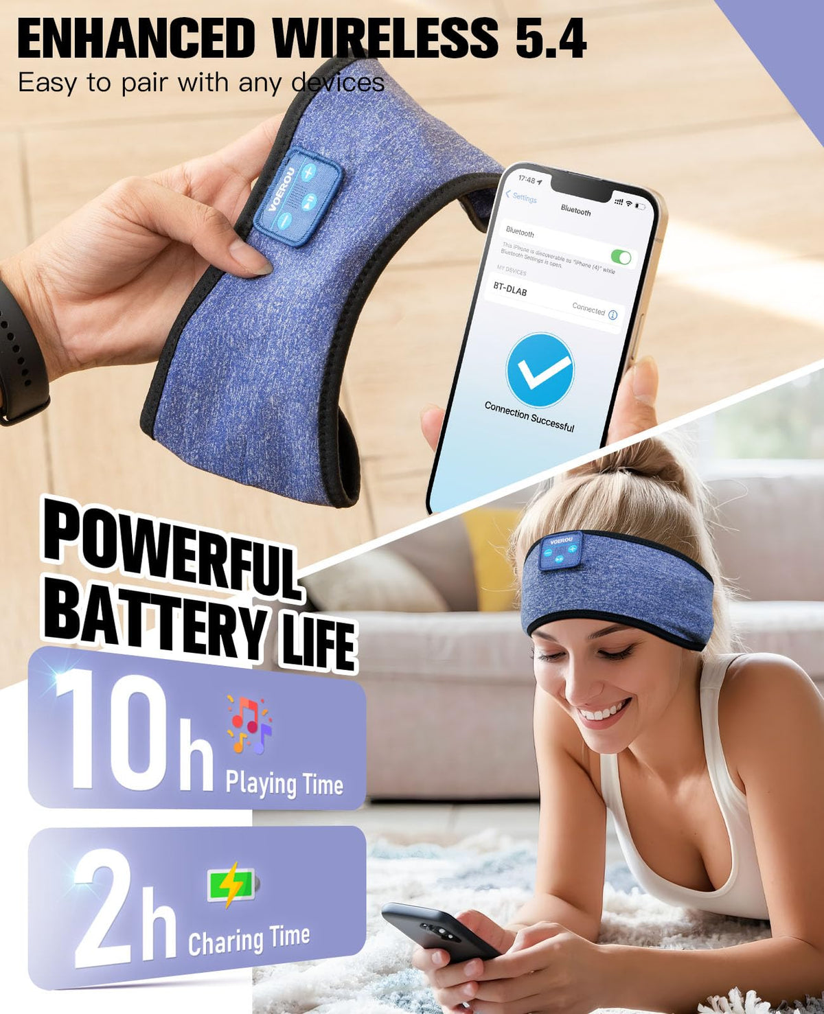 Voerou sleep headphones provide comfortable fit with no ear pressure