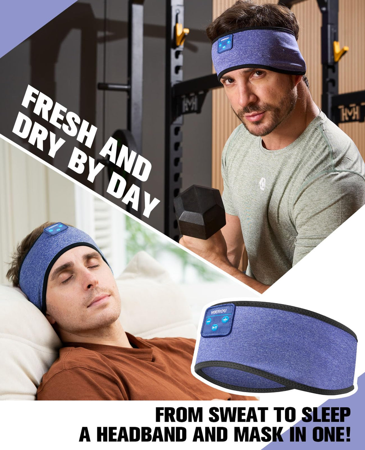 Voerou sleep headphones are washable with control pod removed for easy cleaning