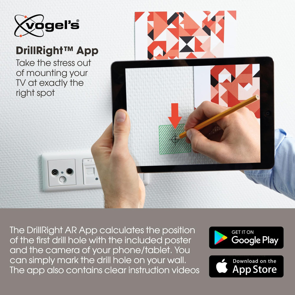 Vogel's ELITE Full-Motion+ includes 2D Leveling for precise alignment.