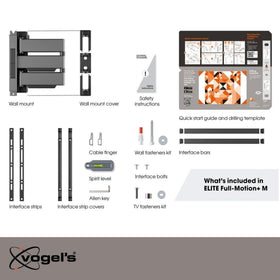 Vogel's ELITE Full-Motion+ back cover keeps cables neatly out of sight.