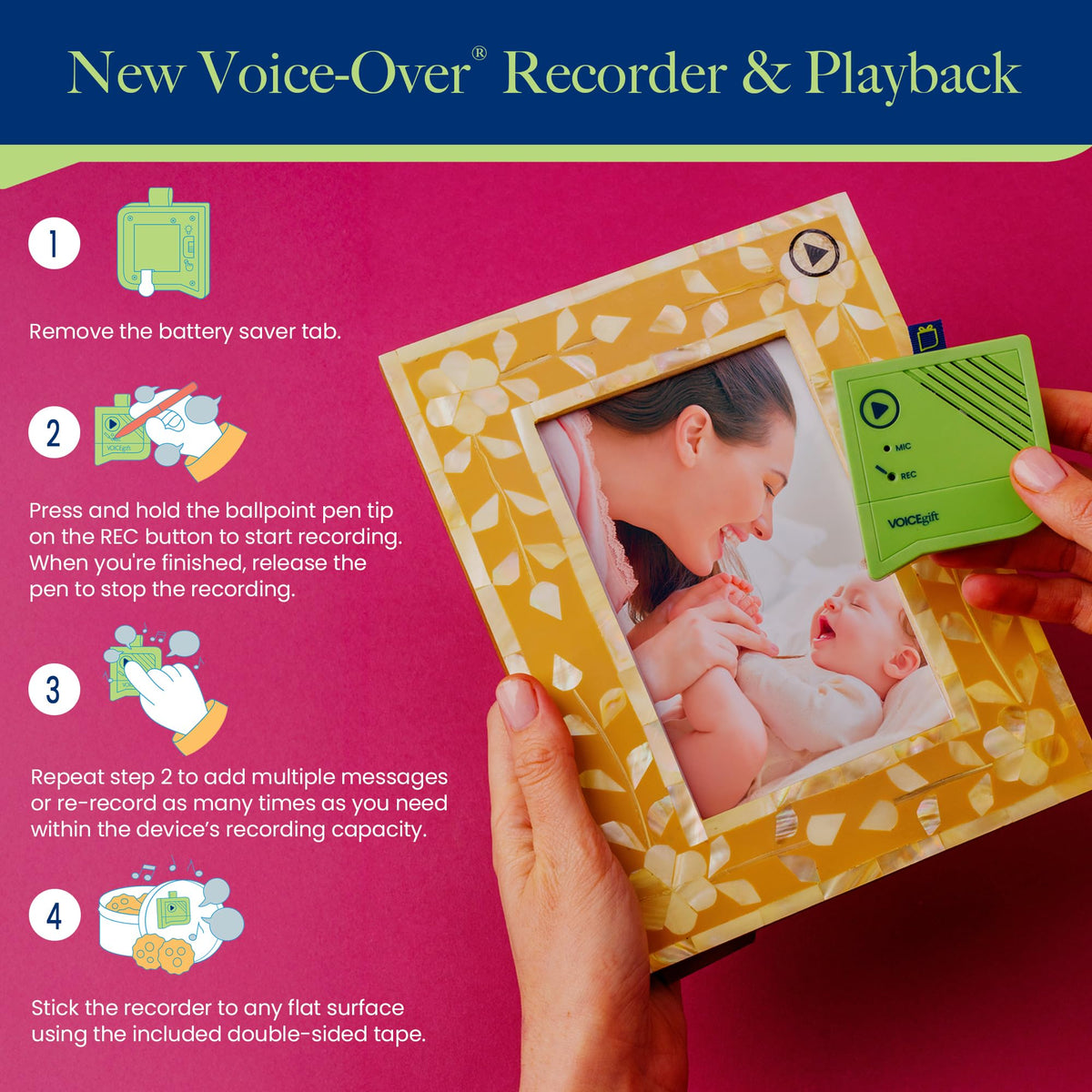 VOICEGIFT tucked into a scrapbook pocket preserving memories with audio