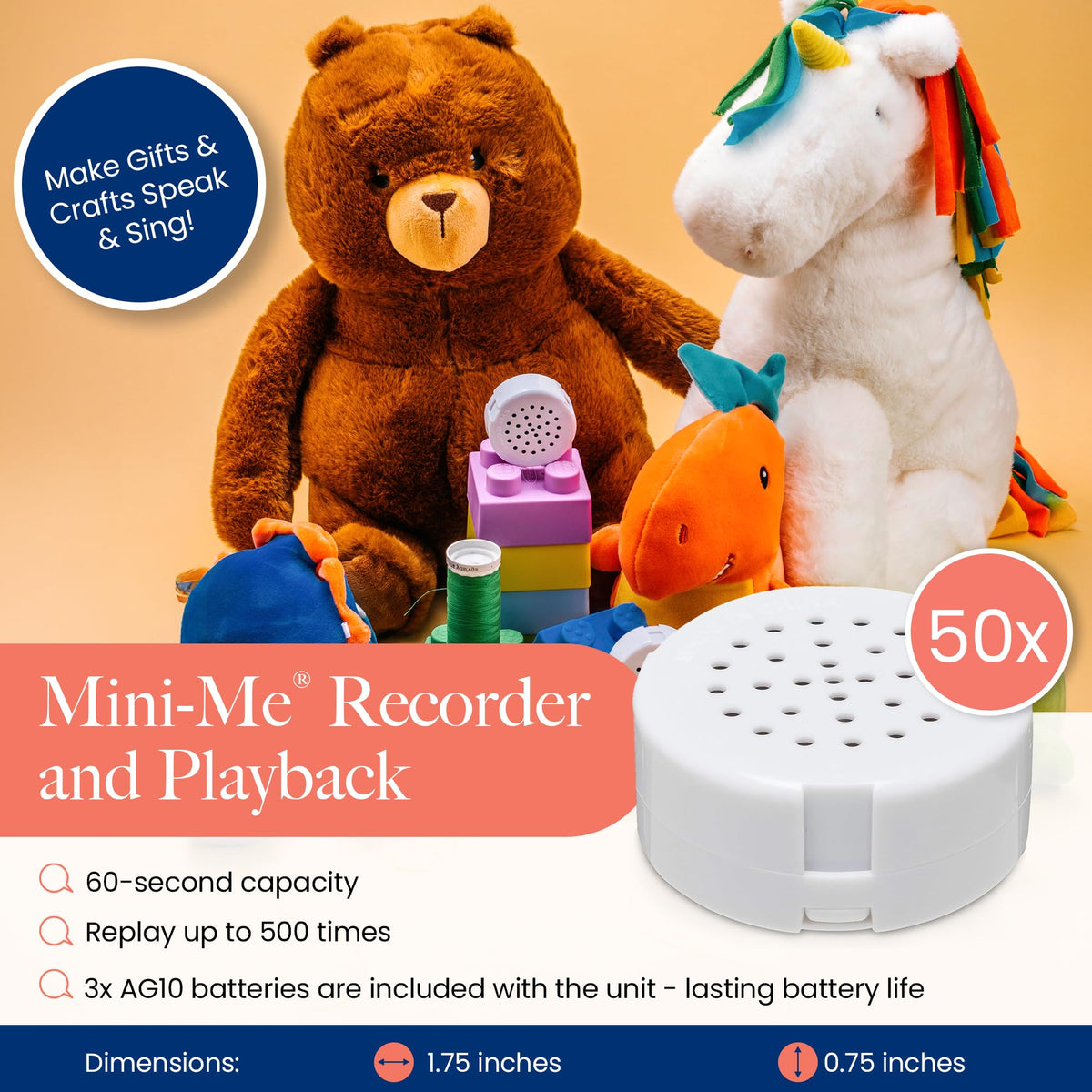 VOICEGIFT Mini-Me battery preloaded; out-of-the-box ready for immediate use.