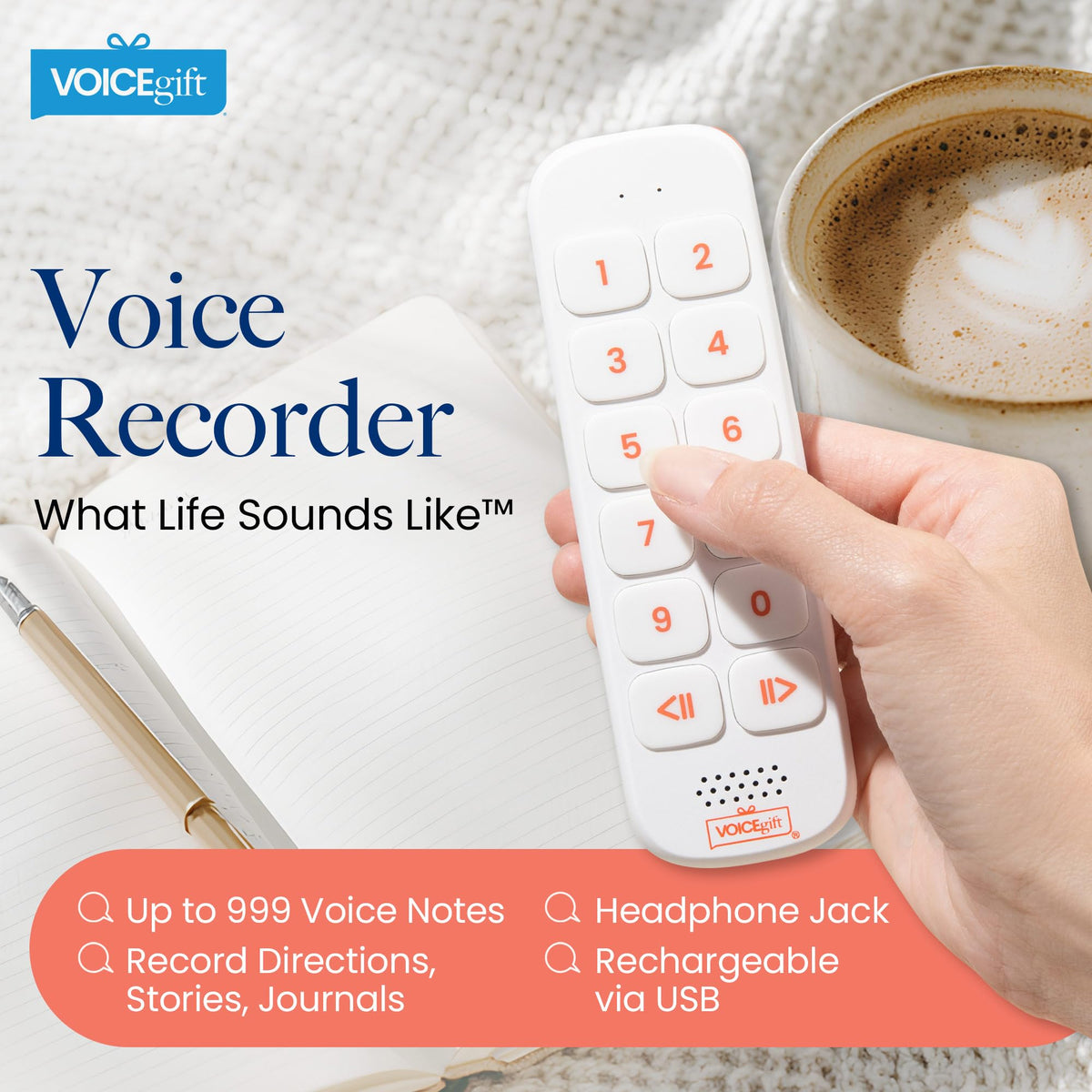 VOICEGIFT Play records up to 2.5 hours of audio for stories and messages
