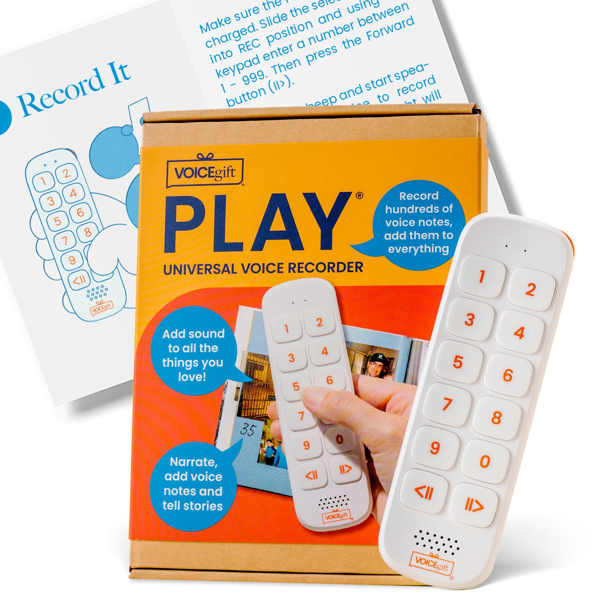 VOICEGIFT Play screen-free story player for cozy bedtimes with familiar voices
