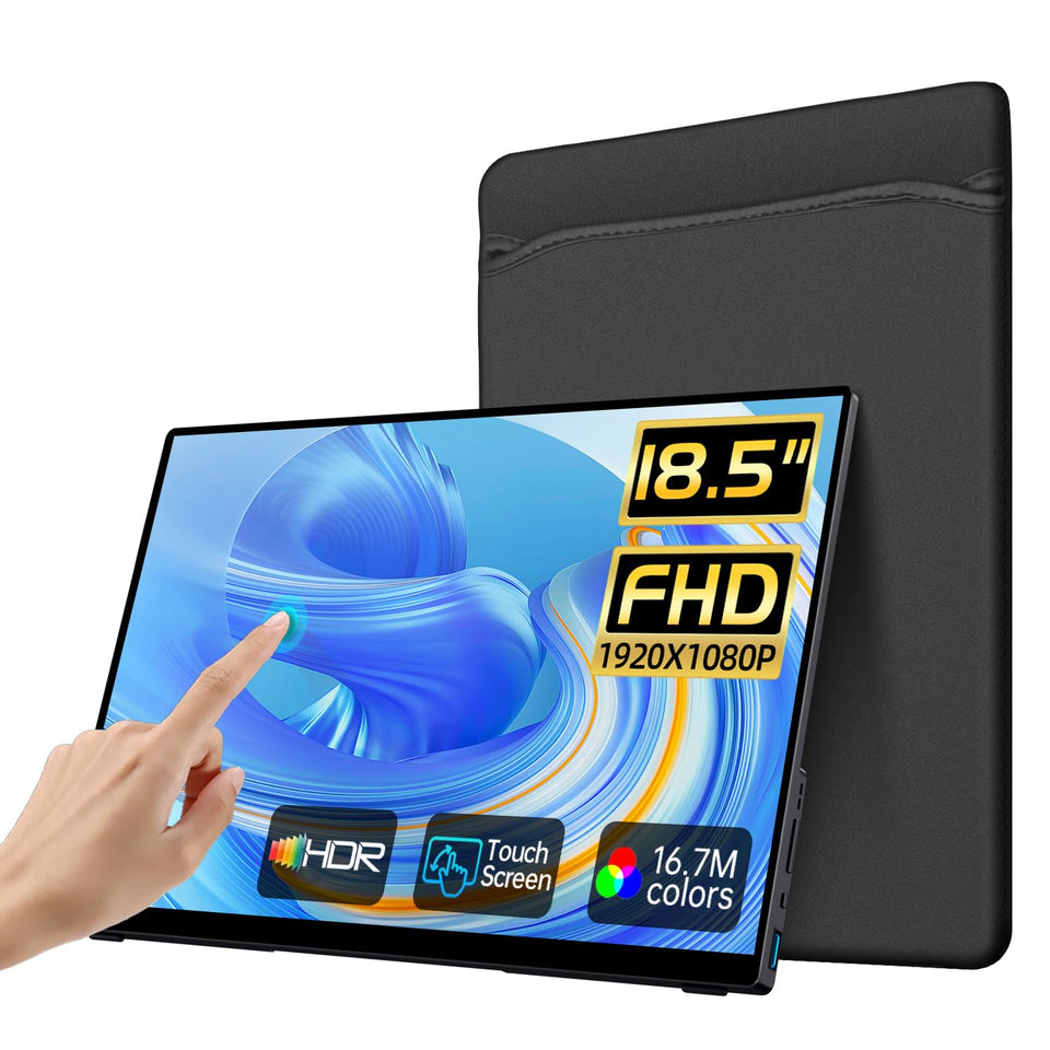 VOKENSU 18.5-inch portable monitor front view with crisp FHD IPS display for on-the-go work