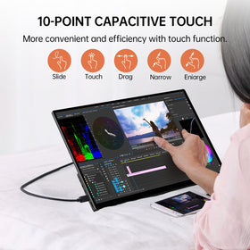 VOKENSU portable monitor tilted kickstand for comfortable viewing anywhere