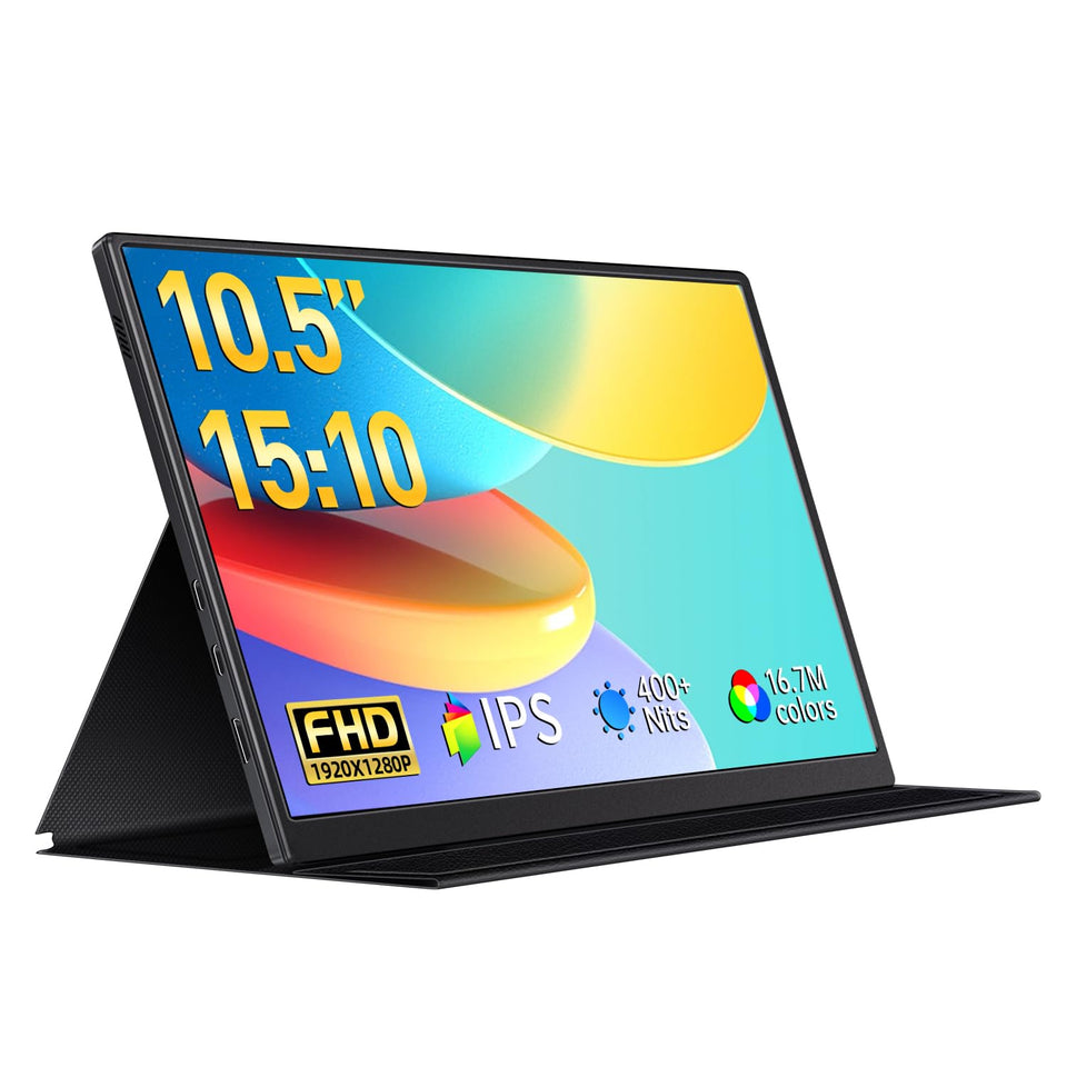 VOKENSU small portable monitor front view, 10.5-inch IPS display for on-the-go productivity.