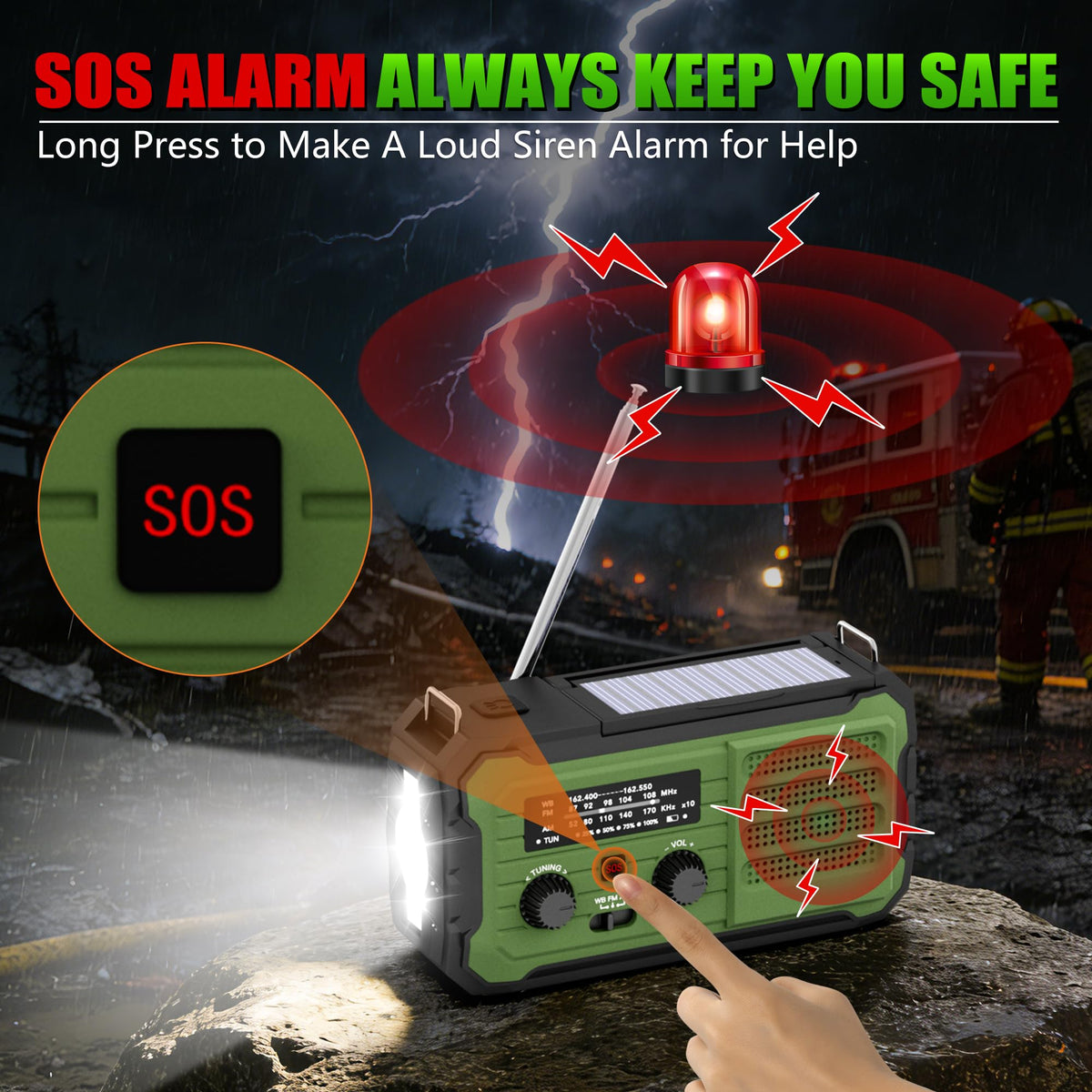 Vokida hand crank in use to generate power for immediate charging