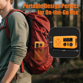 Vokida radio staged at campsite powering devices and broadcasting alerts