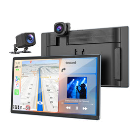 Volam 9 inch wireless CarPlay screen with front dashcam for clearer daily driving footage