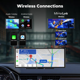 Volam carplay screen mounted on dash showing clean, compact placement