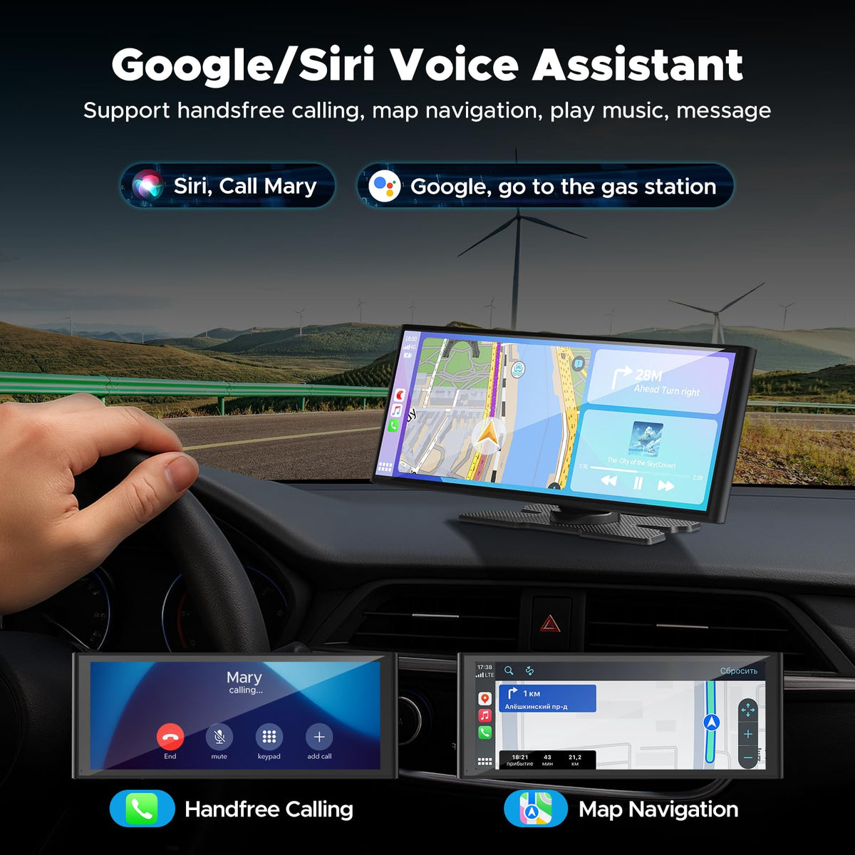 Volam wireless CarPlay and Android Auto setup connecting to a smartphone