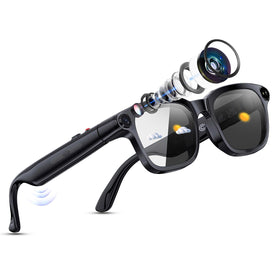 Voleeoa smart glasses with 8MP camera for hands-free video capture on the go.