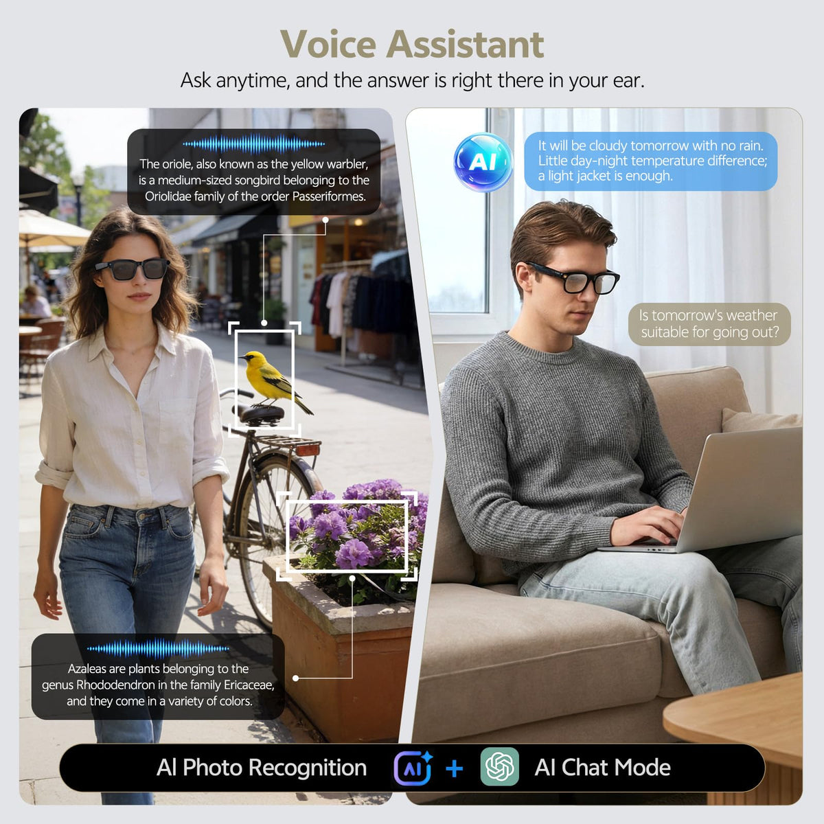 Voleeoa open-ear audio sunglasses for clear calls while staying aware.