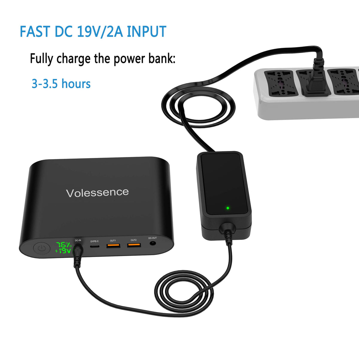 Volessence connector set and cables laid out to show included tips and compatibility