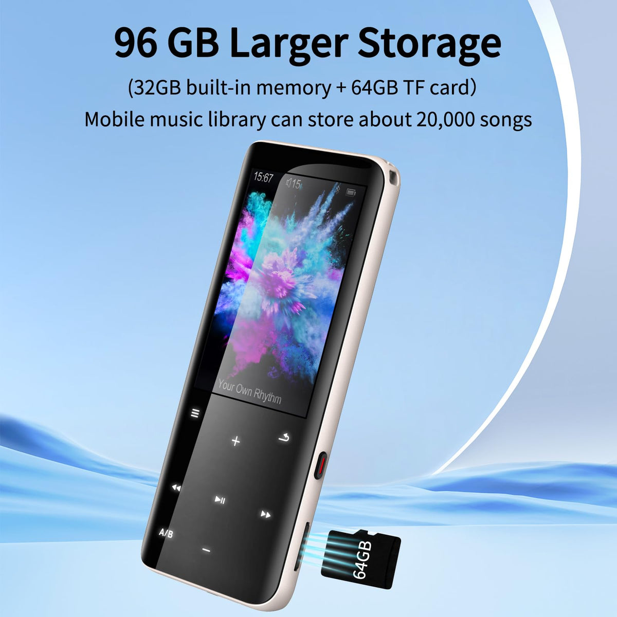 Volorful 96GB memory and storage layout emphasizing ample song capacity