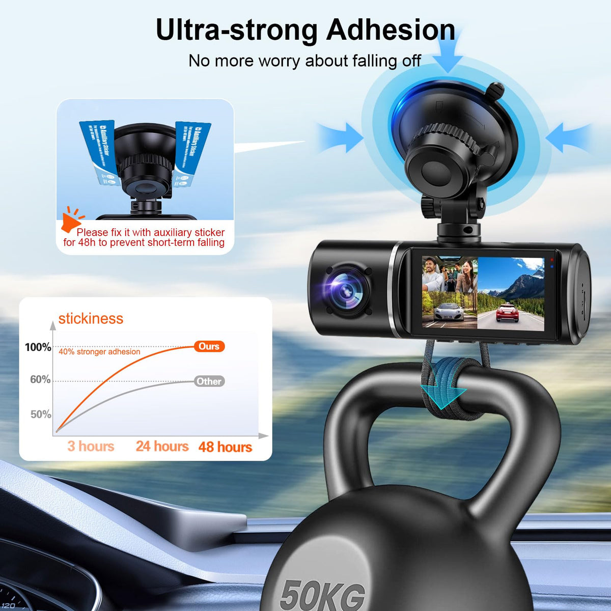 volport mounted dashcam on windshield ensuring steady recording while driving
