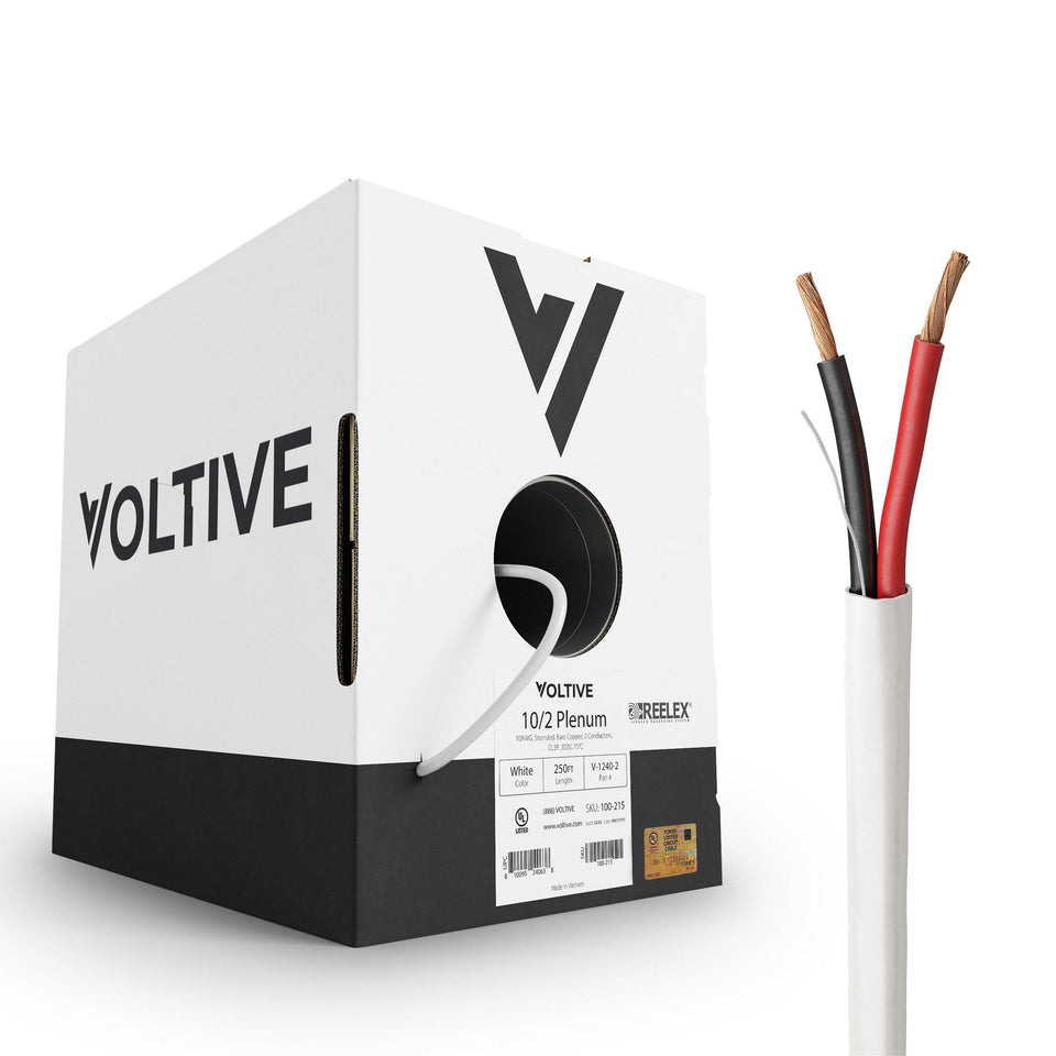 Voltive 10-2 speaker wire white 250ft spool for clean, organized installations.