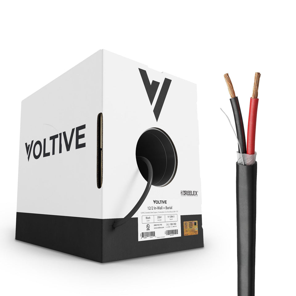 Voltive 12/2 speaker wire box packaging for secure storage