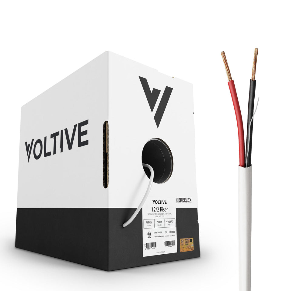 Voltive 12/2 speaker wire in a box—ideal for in-wall installations.