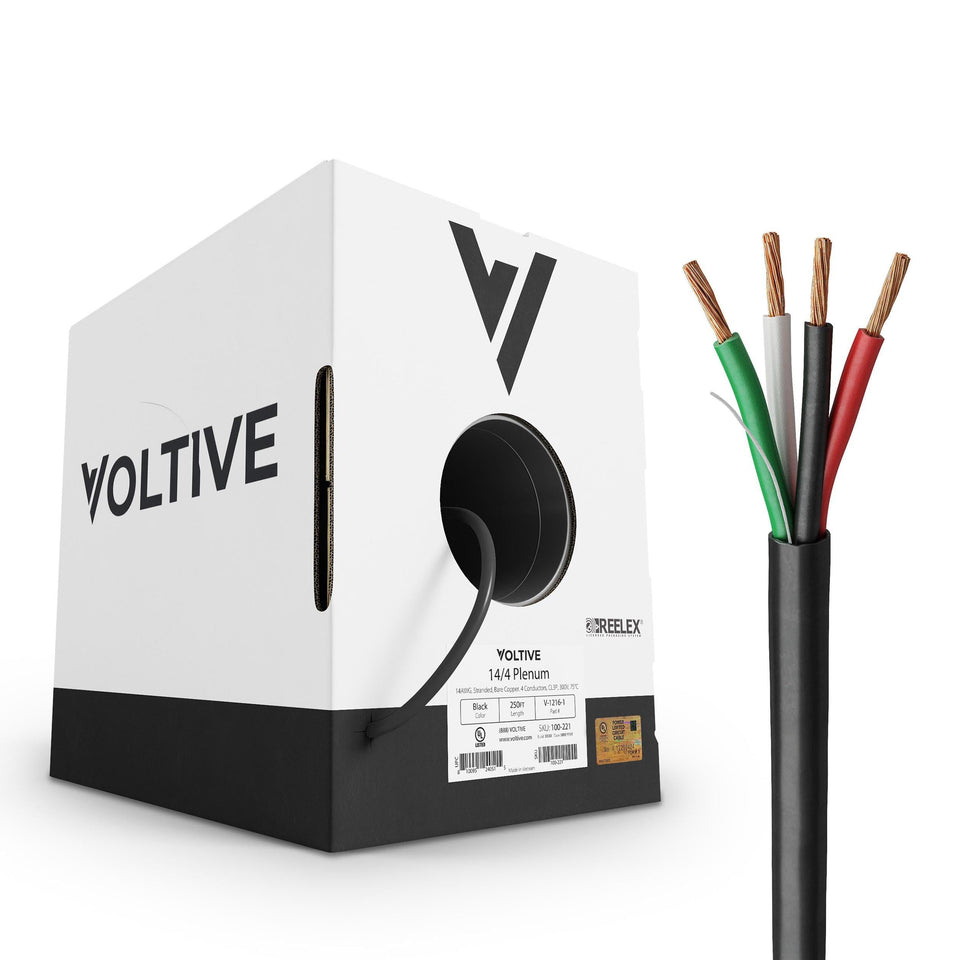 Voltive 14/4 speaker wire box and spool for organized long-run installations