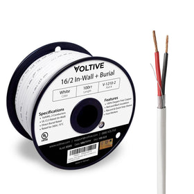 Voltive 16/2 front spool showing white jacket and label for easy identification and neat installs