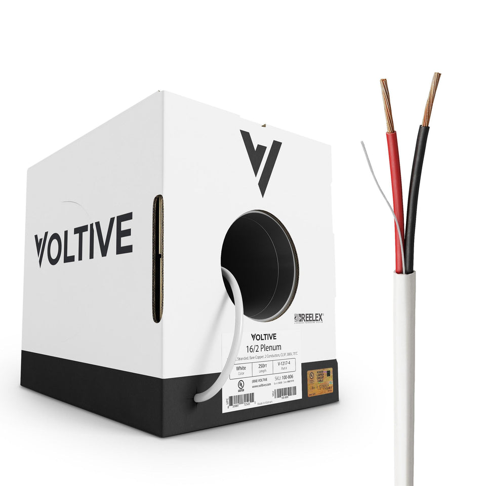 Voltive 16/2 speaker wire in white box, 250 ft spool