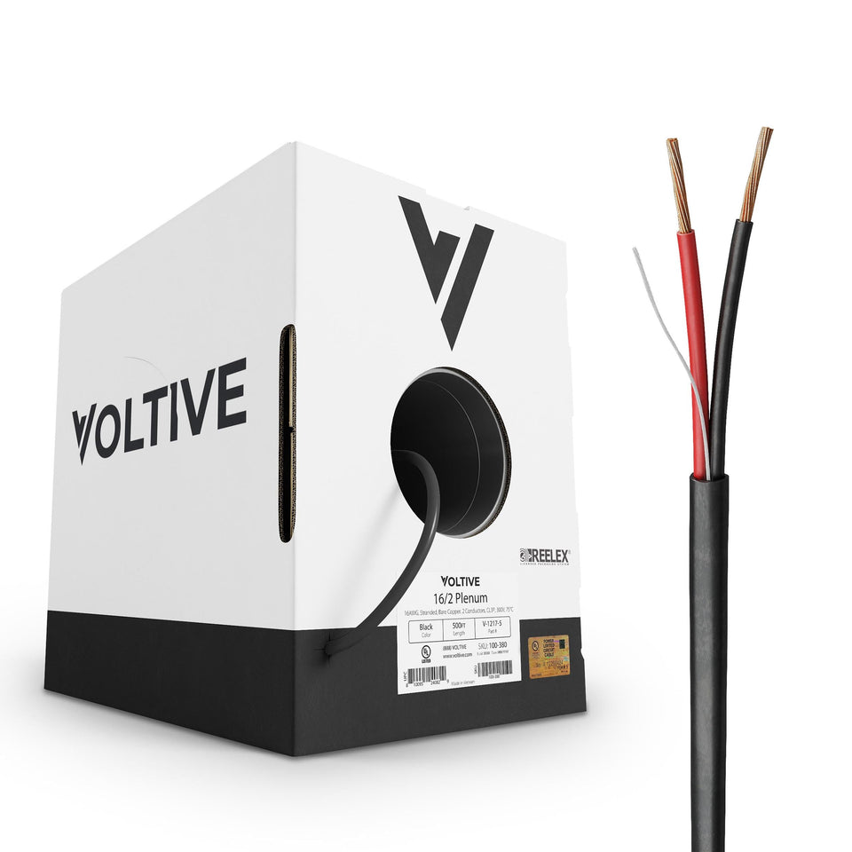 Voltive 16/2 speaker wire box front view for long runs