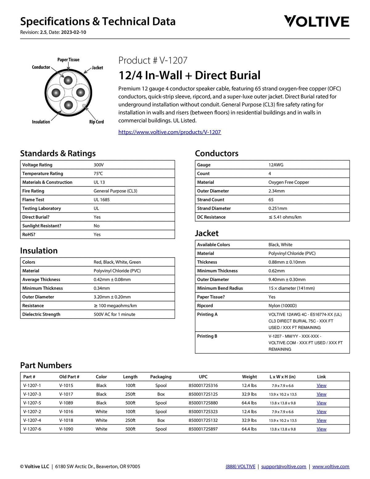 UL-listed Voltive V-1207-4 packaging confirms safety and compliance