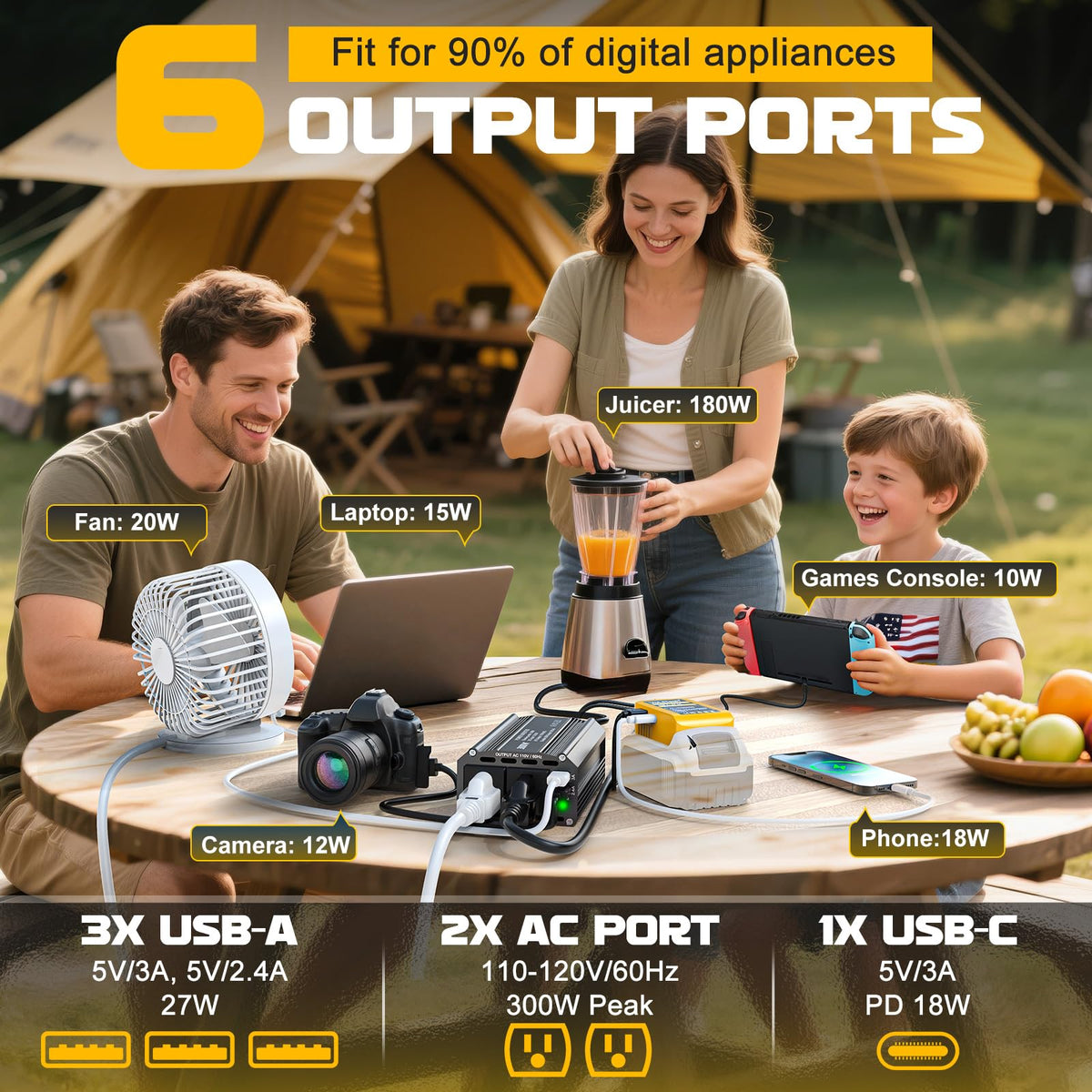 VoLtTech inverter side view showing compact, portable design for travel