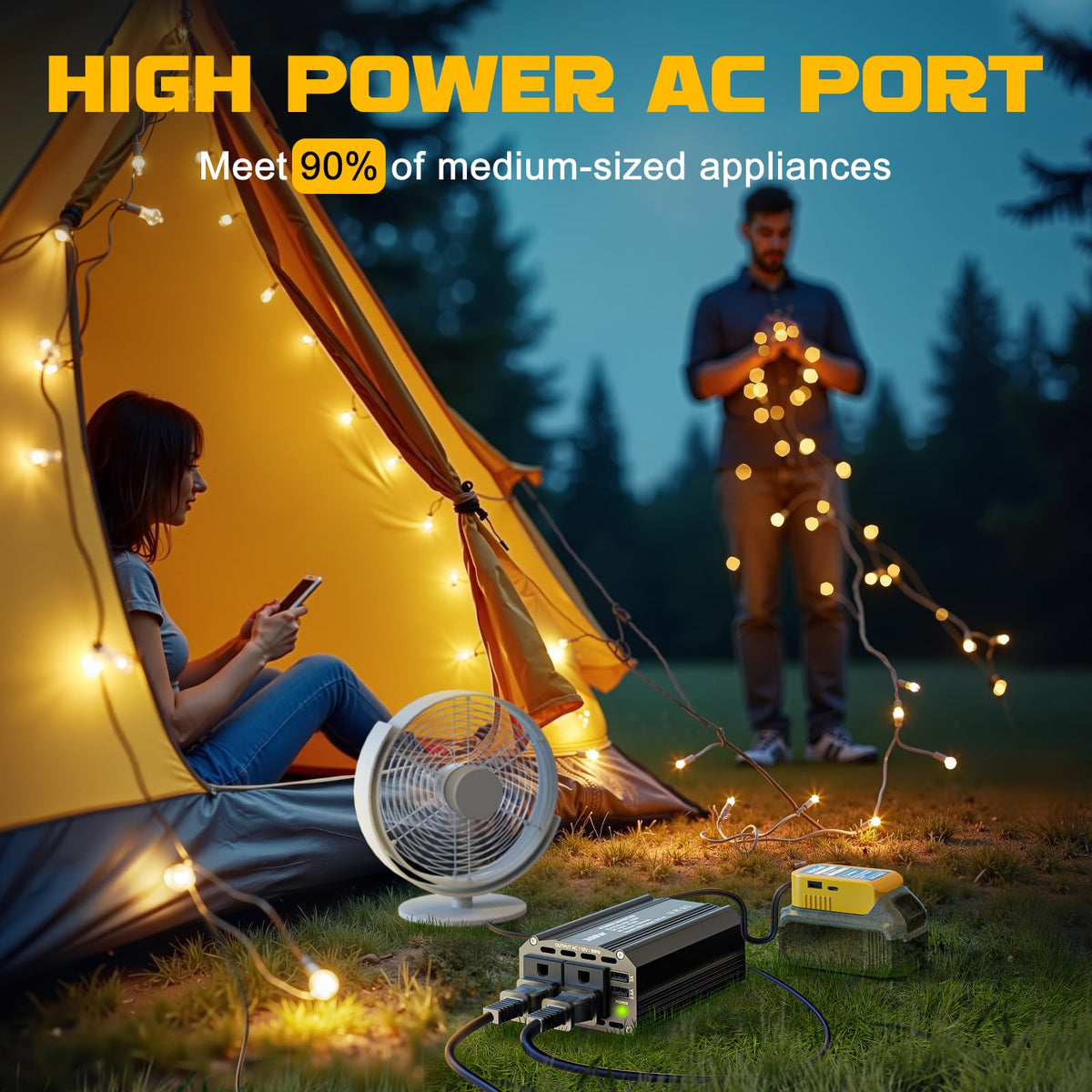 USB‑C port on VoLtTech inverter delivering 18W fast charging