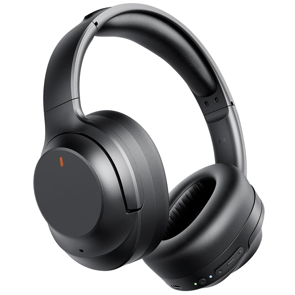 Vonaural front view of headphones showing sleek design and travel-ready benefits