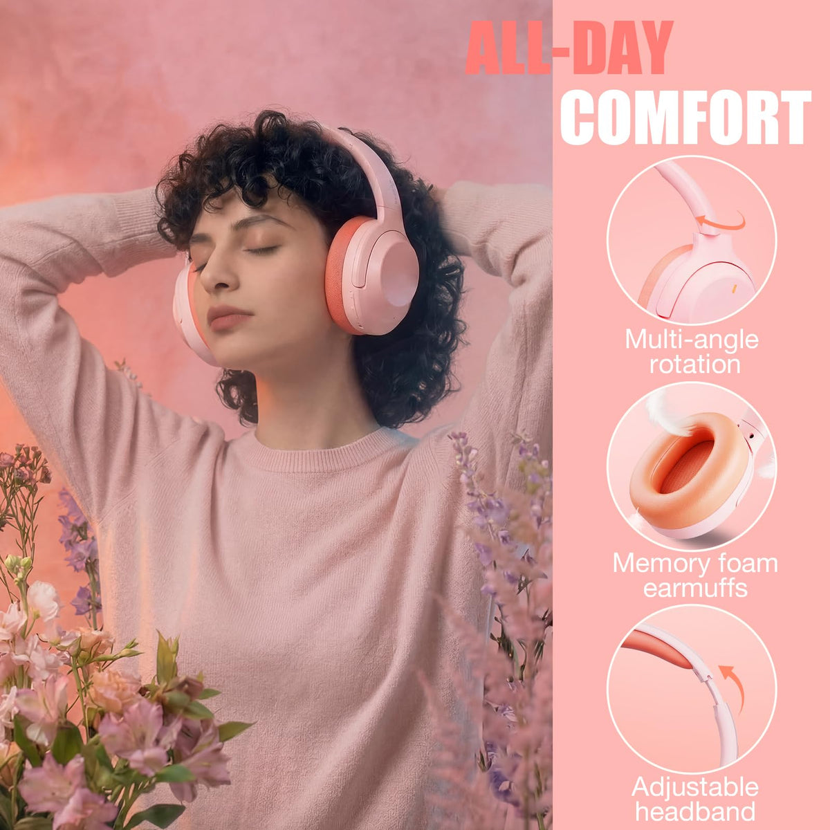Vonaural beside smartphone to show compact foldable size and easy portability