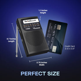Vondior battery-operated weather radio runs on two AA batteries for off-grid use.