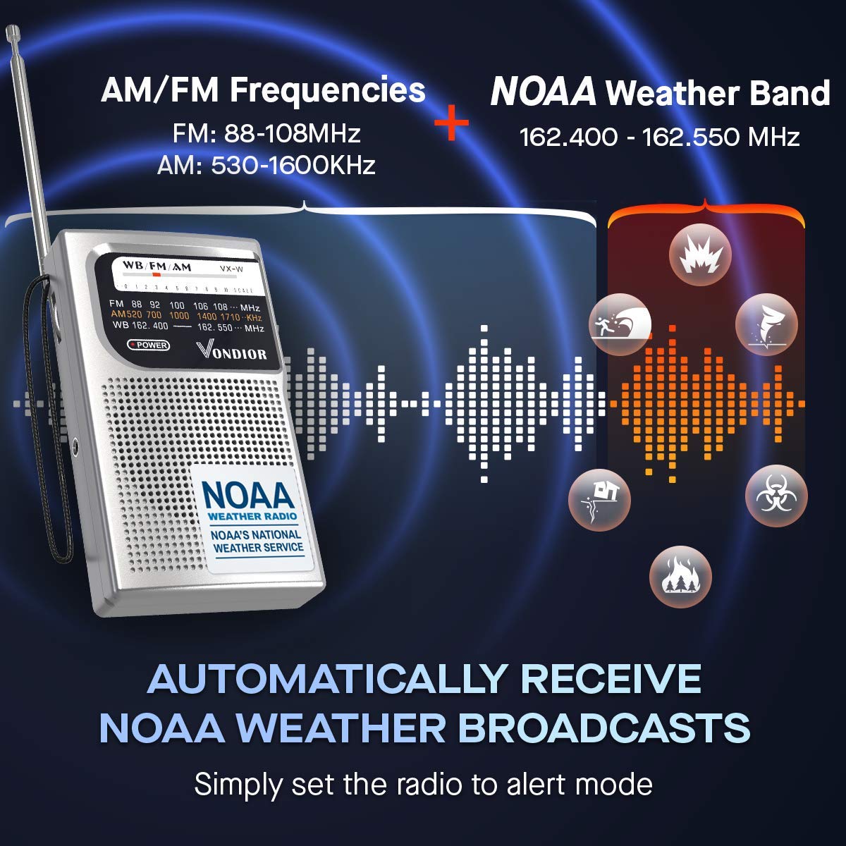 VONDIOR NOAA radio DSP-chip interior view, enhanced reception in remote areas.