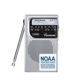 VONDIOR NOAA radio front view, compact design for quick weather alerts.