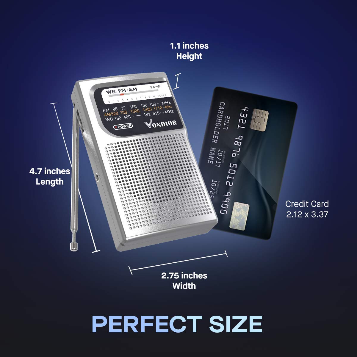 VONDIOR NOAA radio headphone jack for private listening on the go.