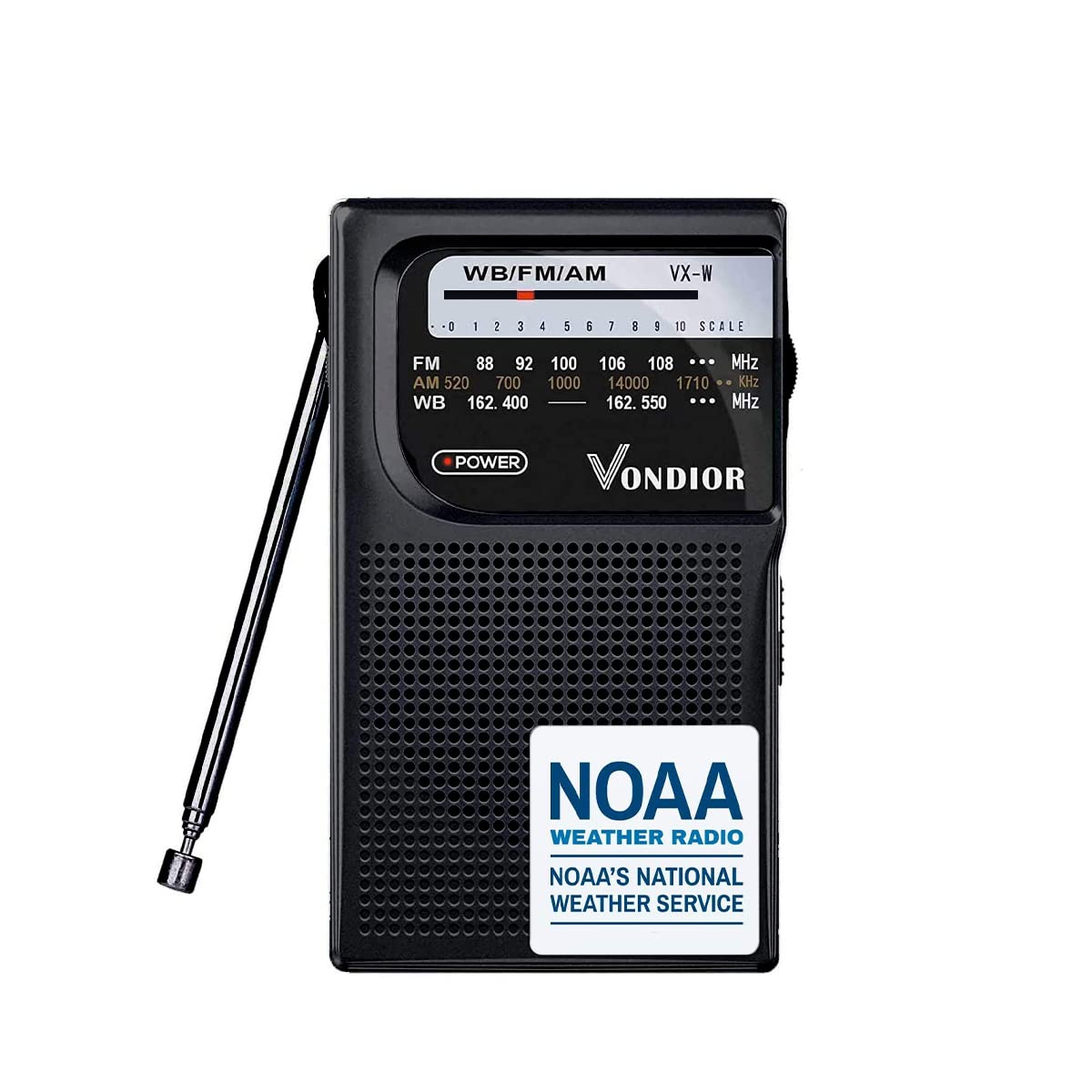 Vondior portable NOAA weather radio for reliable alerts on the go.