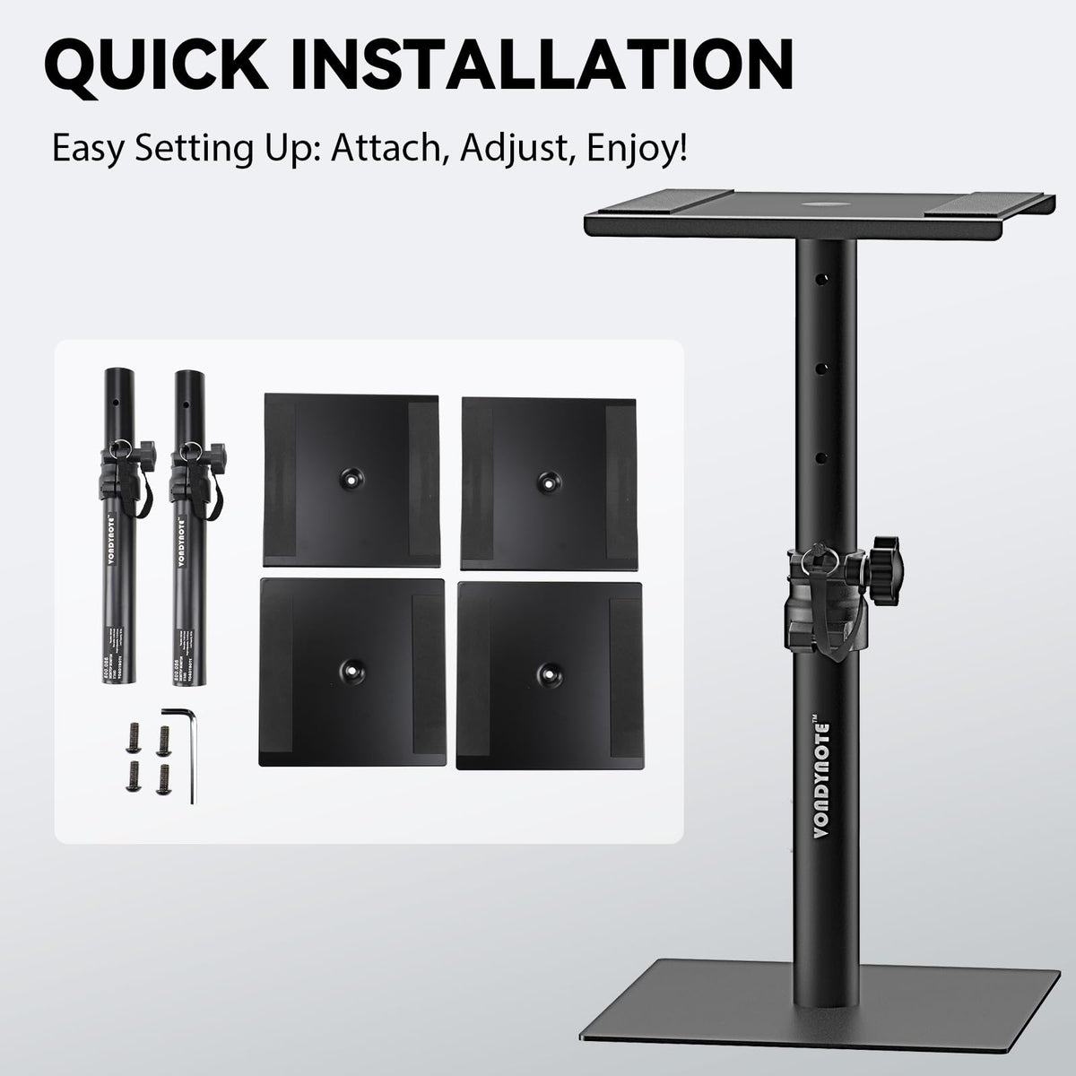 Vondynote base next to ruler showing compact footprint for saving desk space