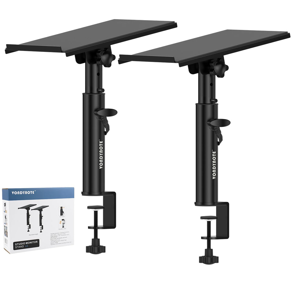 Vondynote front view pair mounted showing stable desk placement and improved monitoring